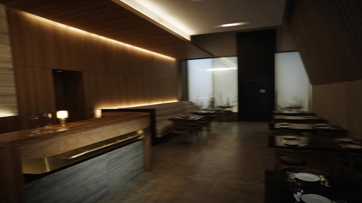 Restaurant-Sitzbank und Wandverkleidung in Eiche